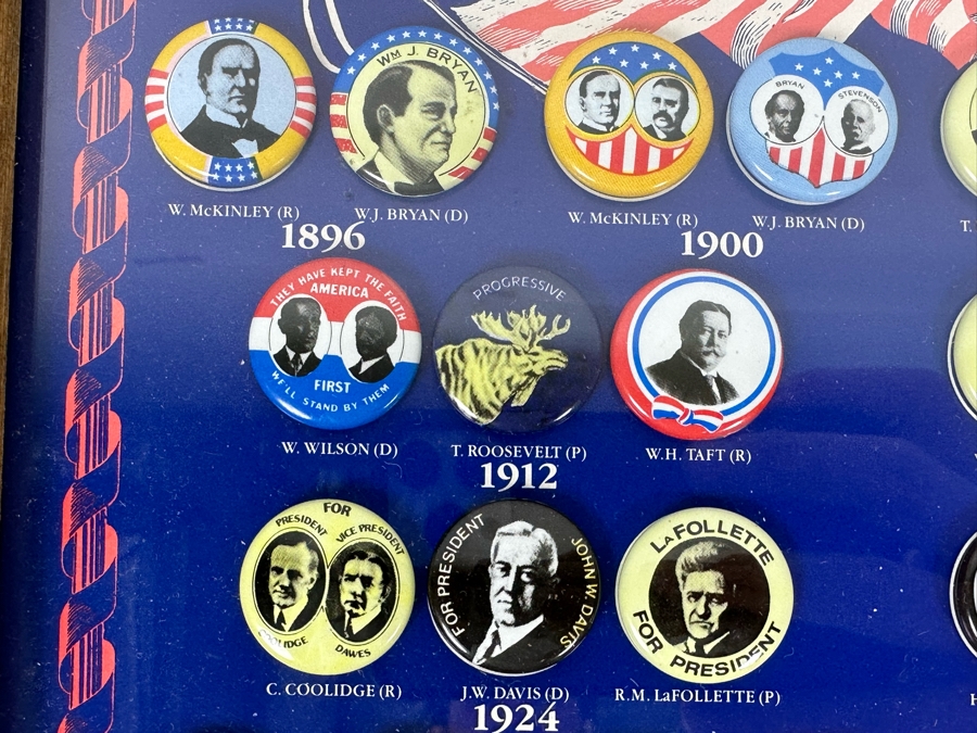 Historic 1896-1988 Presidential Campaign Button Replicas Collection Framed [Photo 8]