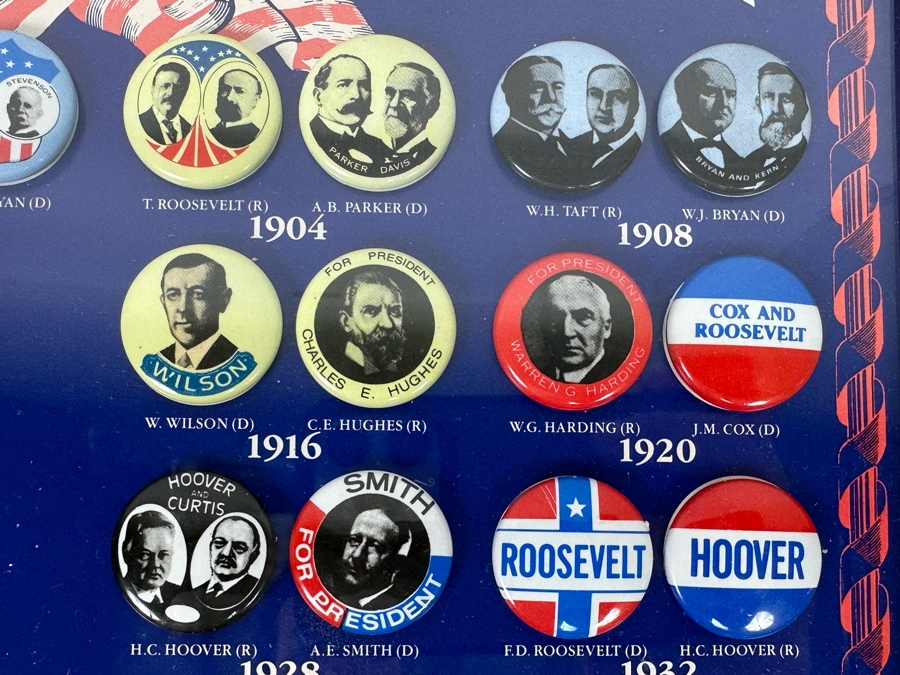 Historic 1896-1988 Presidential Campaign Button Replicas Collection Framed [Photo 9]