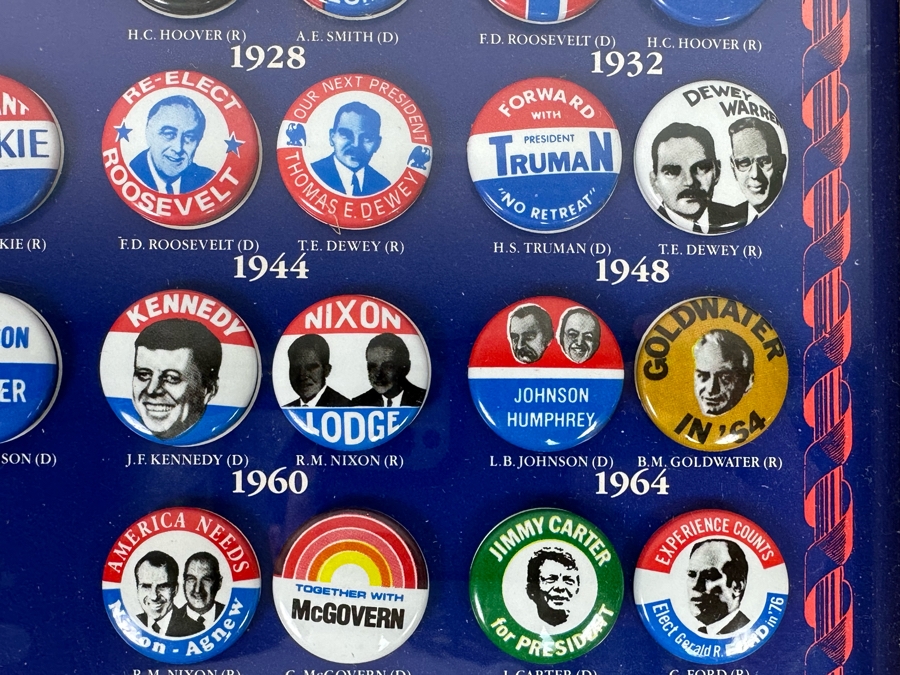 Historic 1896-1988 Presidential Campaign Button Replicas Collection Framed [Photo 11]