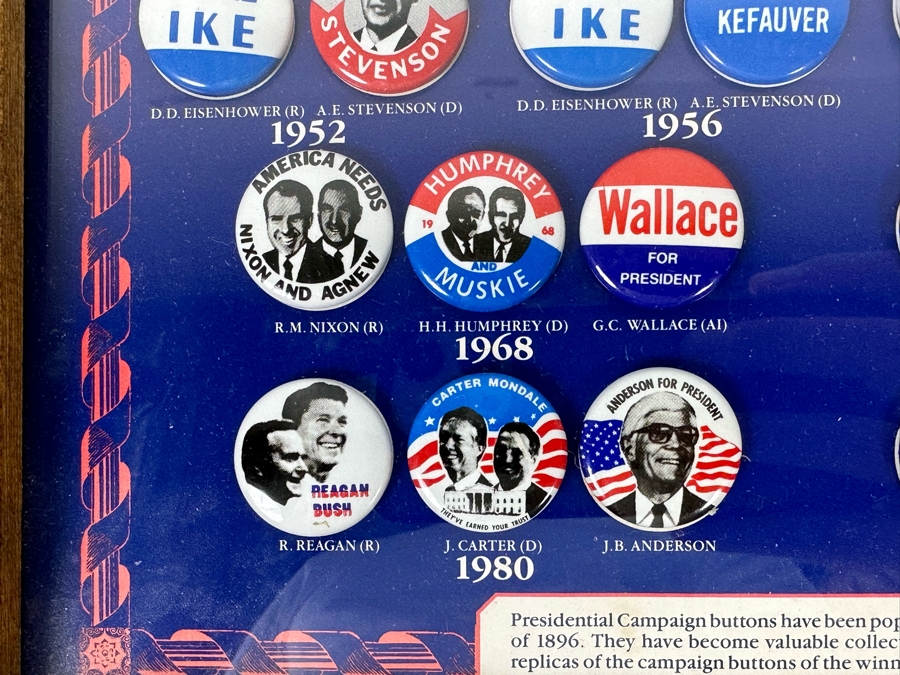 Historic 1896-1988 Presidential Campaign Button Replicas Collection Framed [Photo 12]