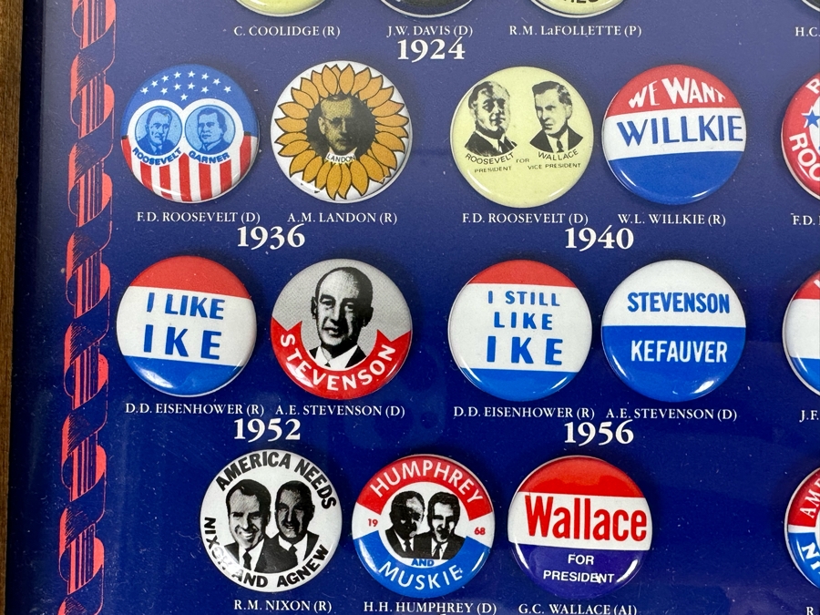 Historic 1896-1988 Presidential Campaign Button Replicas Collection Framed [Photo 10]