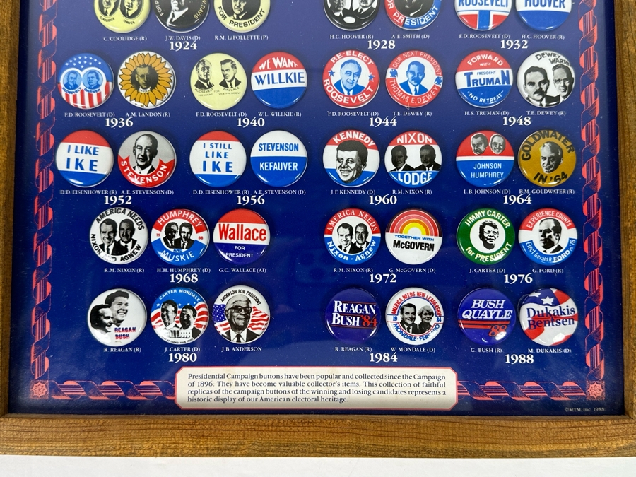 Historic 1896-1988 Presidential Campaign Button Replicas Collection Framed [Photo 6]