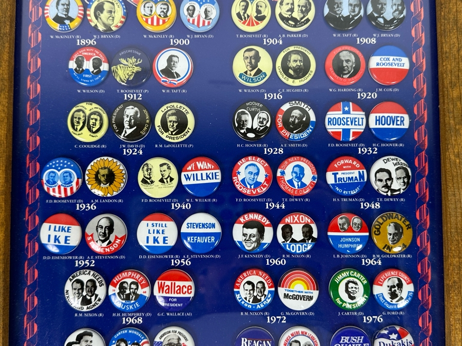 Historic 1896-1988 Presidential Campaign Button Replicas Collection Framed [Photo 5]