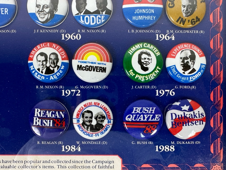 Historic 1896-1988 Presidential Campaign Button Replicas Collection Framed [Photo 13]