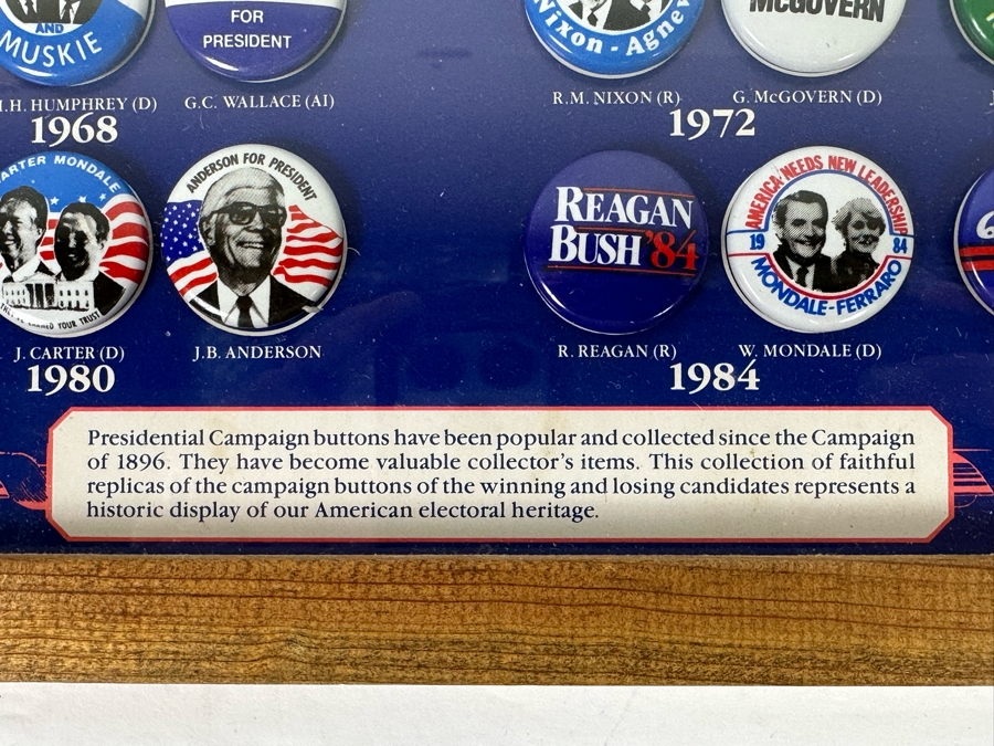 Historic 1896-1988 Presidential Campaign Button Replicas Collection Framed [Photo 7]
