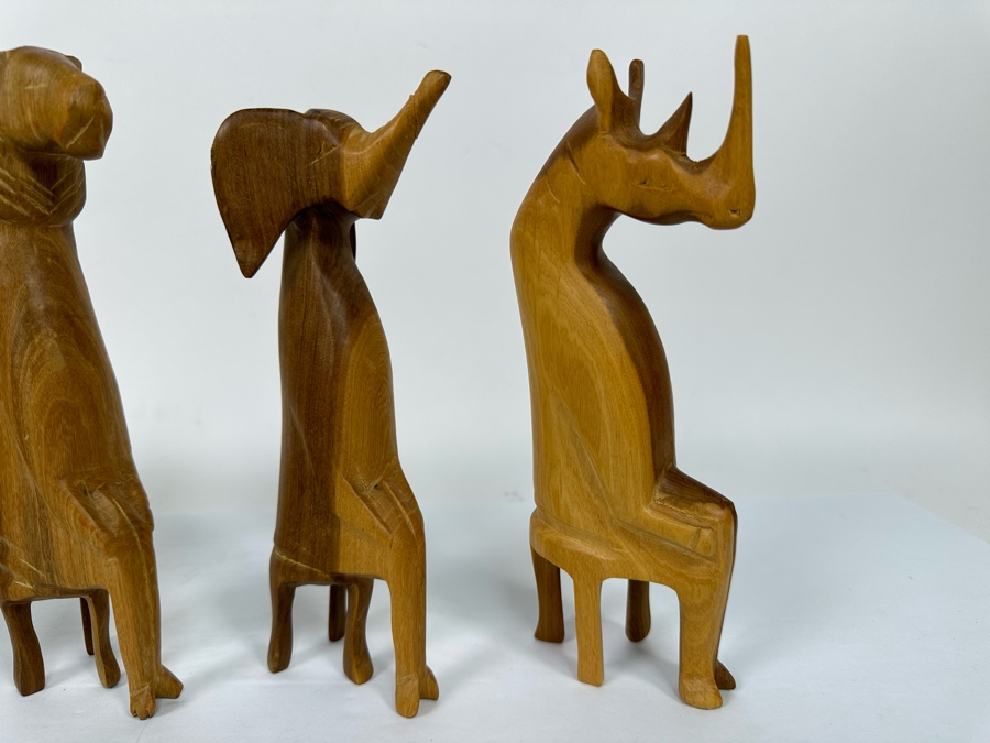 Collection Of Five Hand Carved Animal Figurines Made in Kenya Africa 8H [Photo 6]