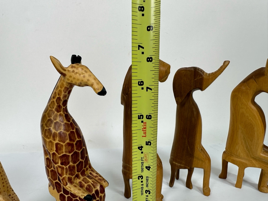 Collection Of Five Hand Carved Animal Figurines Made in Kenya Africa 8H [Photo 8]