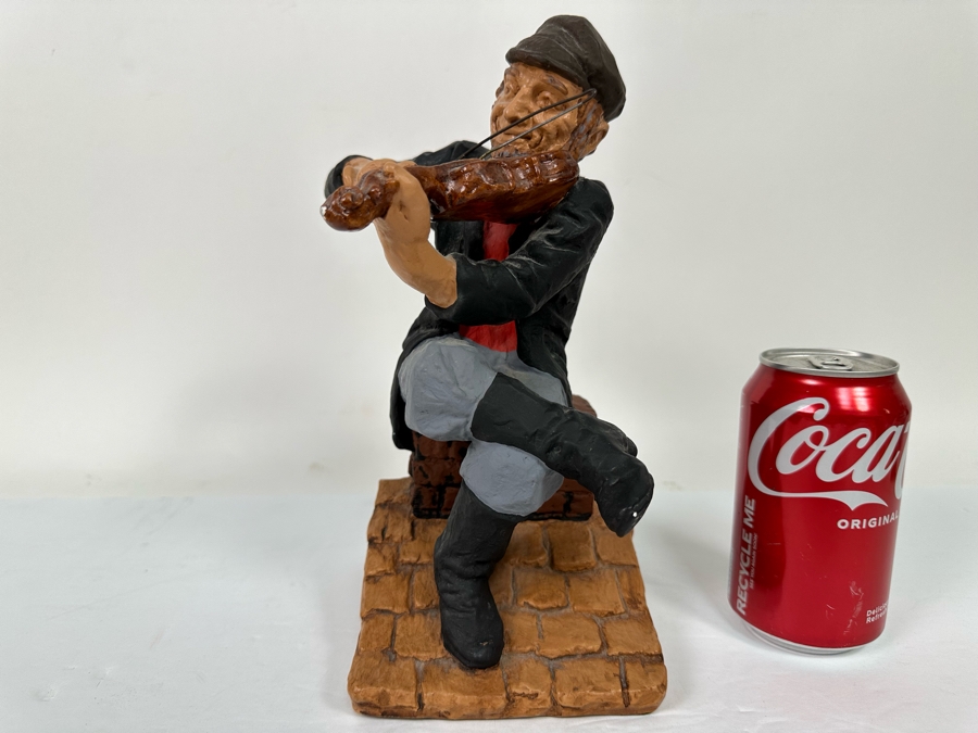 Limited Edition 1973 David Kaplan Fiddler On The Roof Chalkware Sculpture Numbered 78 Of 100 10H [Photo 4]