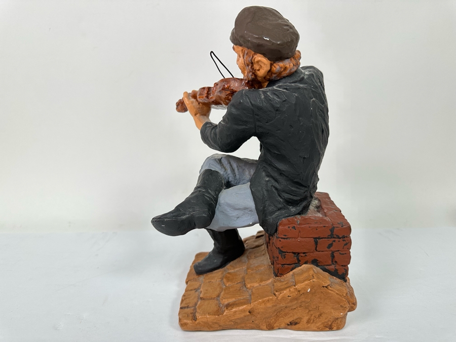 Limited Edition 1973 David Kaplan Fiddler On The Roof Chalkware Sculpture Numbered 78 Of 100 10H [Photo 12]