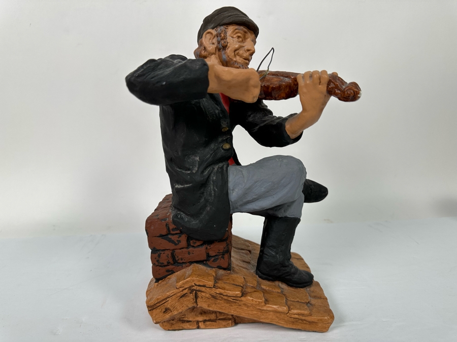 Limited Edition 1973 David Kaplan Fiddler On The Roof Chalkware Sculpture Numbered 78 Of 100 10H [Photo 8]