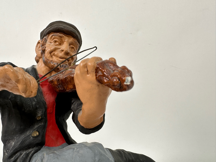 Limited Edition 1973 David Kaplan Fiddler On The Roof Chalkware Sculpture Numbered 78 Of 100 10H [Photo 9]