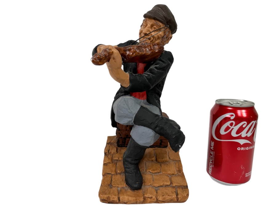 Limited Edition 1973 David Kaplan Fiddler On The Roof Chalkware Sculpture Numbered 78 Of 100 10H [Photo 2]