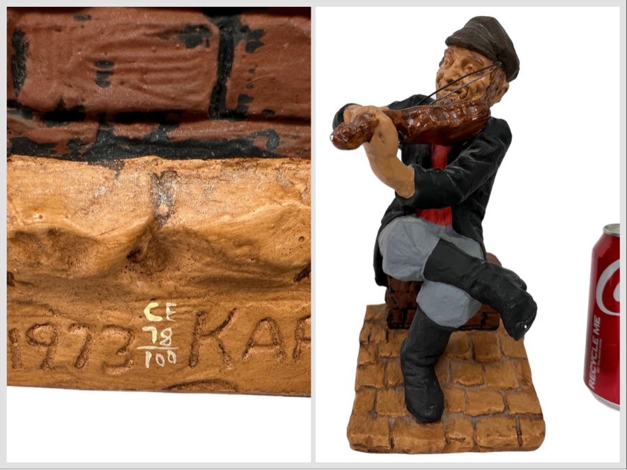 Limited Edition 1973 David Kaplan Fiddler On The Roof Chalkware Sculpture Numbered 78 Of 100 10H [Photo 1]