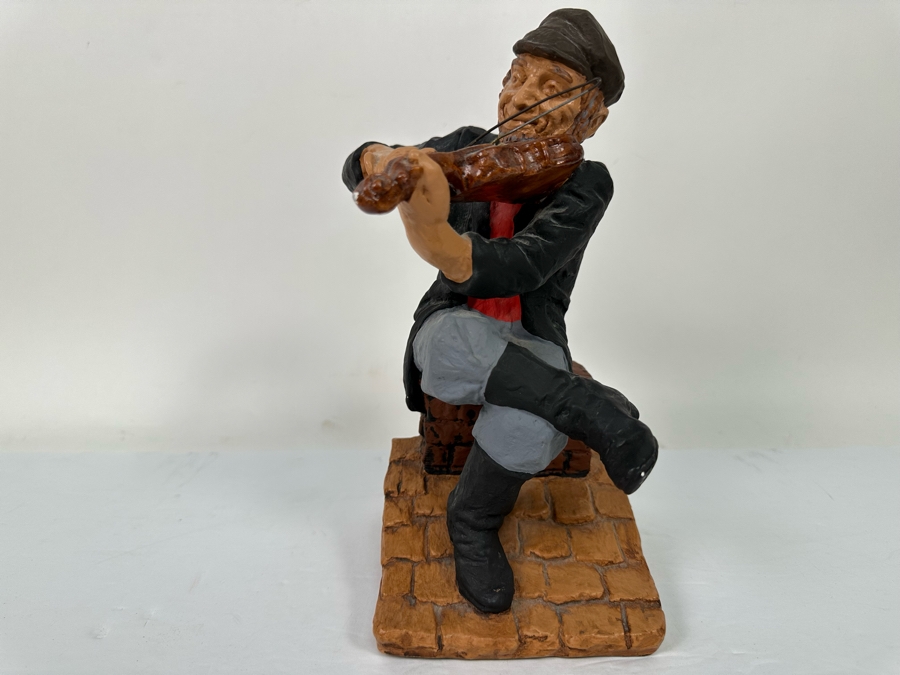 Limited Edition 1973 David Kaplan Fiddler On The Roof Chalkware Sculpture Numbered 78 Of 100 10H [Photo 5]