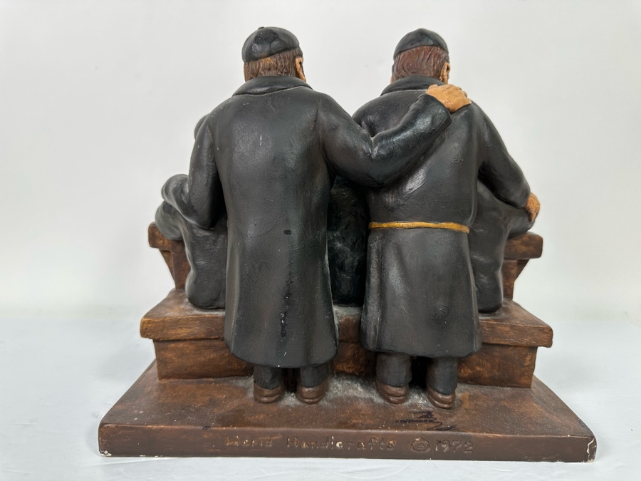 Vintage 1972 Group Of Jewish Scholars Chalkware Sculpture By World Handicrafts (Slight Repaired Chip On Corner See Photos) 12.5W X 9D X 12H [Photo 9]
