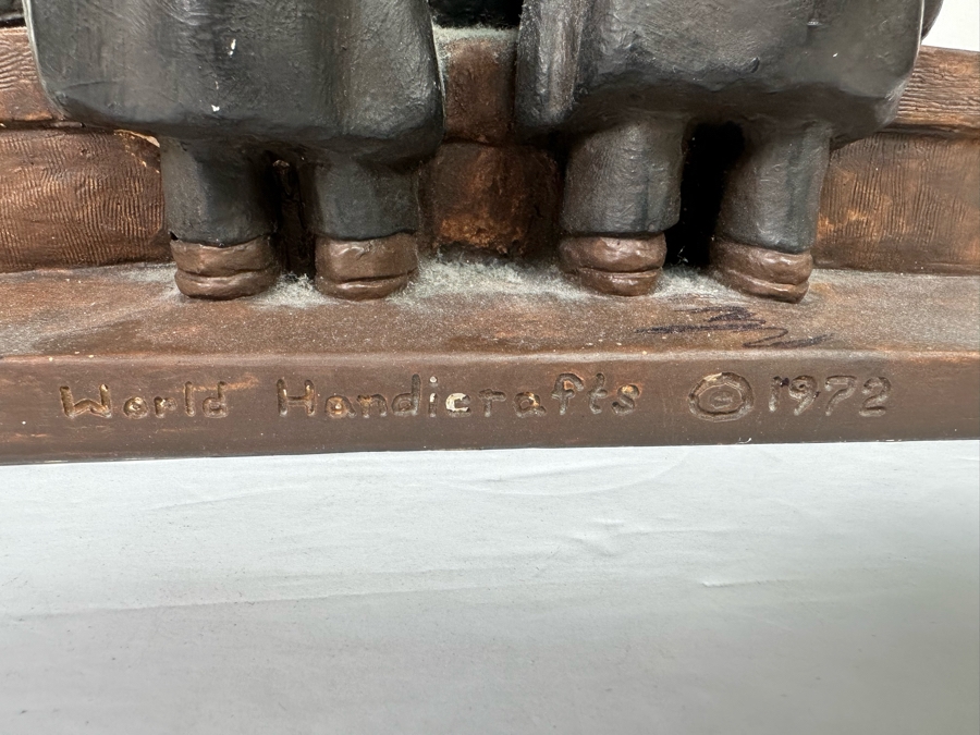Vintage 1972 Group Of Jewish Scholars Chalkware Sculpture By World Handicrafts (Slight Repaired Chip On Corner See Photos) 12.5W X 9D X 12H [Photo 10]
