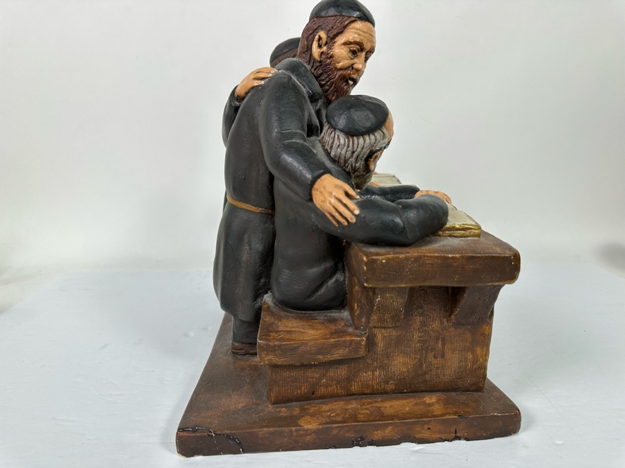 Vintage 1972 Group Of Jewish Scholars Chalkware Sculpture By World Handicrafts (Slight Repaired Chip On Corner See Photos) 12.5W X 9D X 12H [Photo 8]