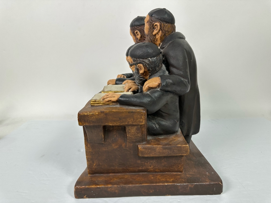 Vintage 1972 Group Of Jewish Scholars Chalkware Sculpture By World Handicrafts (Slight Repaired Chip On Corner See Photos) 12.5W X 9D X 12H [Photo 11]