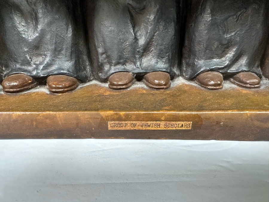 Vintage 1972 Group Of Jewish Scholars Chalkware Sculpture By World Handicrafts (Slight Repaired Chip On Corner See Photos) 12.5W X 9D X 12H [Photo 5]