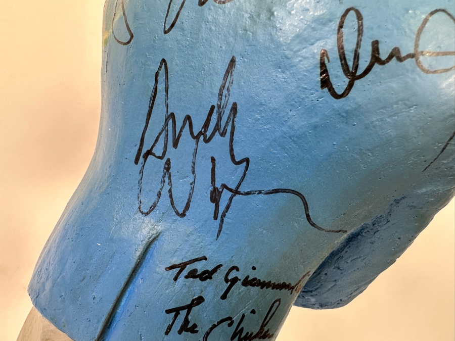 Signed 1979 Bob Hope Esco Products Inc Large Head Cartoon Chalkware Statue Signed By Bob Hope On Front & Andy Williams, Lawrence Welk, Dennis James & Ted Giannoulas (San Diego Chicken) On Back - Signed In 1981 At Torrey Pines Golf Tournament 17.5H [Photo 17]