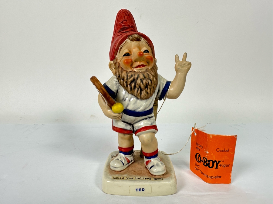 Goebel Co-Boy Figurine Ted Der Tennisspieler Gnome Tennis Player With Original Tags 7H [Photo 2]