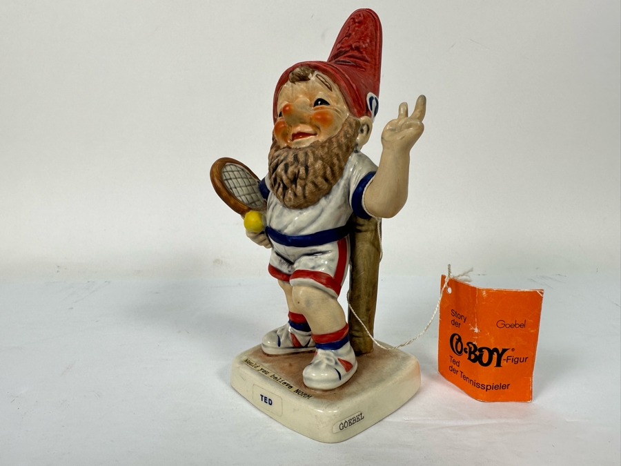 Goebel Co-Boy Figurine Ted Der Tennisspieler Gnome Tennis Player With Original Tags 7H [Photo 4]