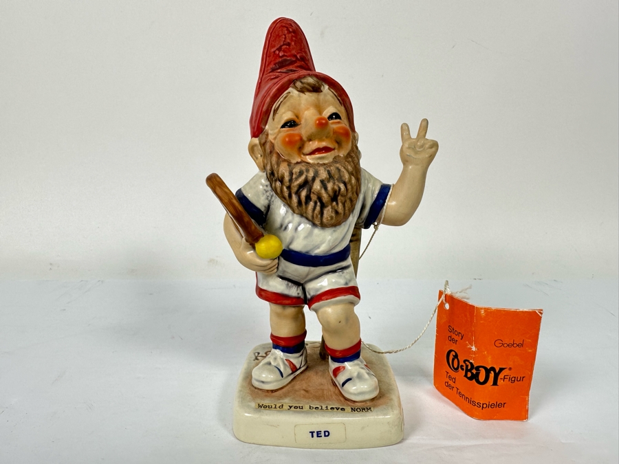 Goebel Co-Boy Figurine Ted Der Tennisspieler Gnome Tennis Player With Original Tags 7H [Photo 3]