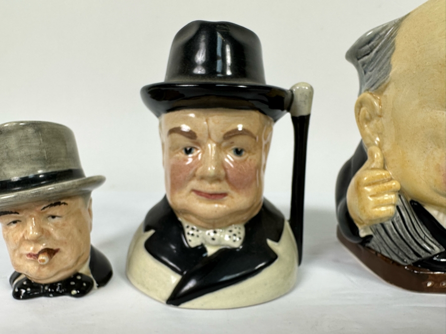 Collection Of Four Vintage Character Mugs Featuring Churchill