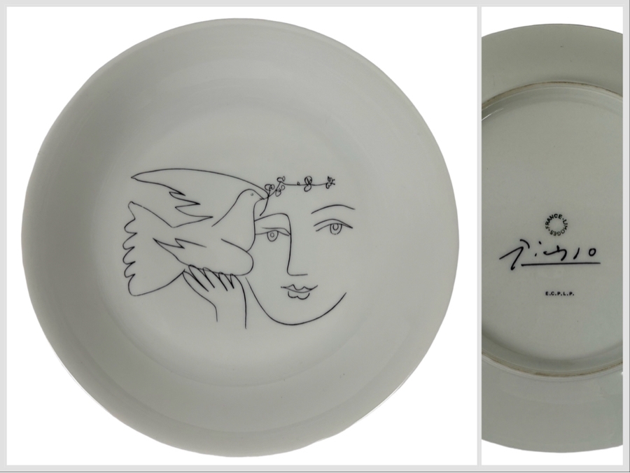 Pablo Picasso (1881-1973) Limoges France Porcelain Plate Facsimile Signed Picasso On Verso 9.5R