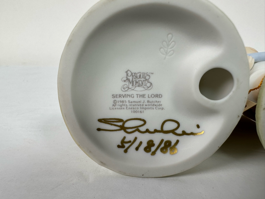 Pair Of Hand Signed Precious Moments His And Her Tennis Player Figurines Titled 'Serving The Lord' 1985 Hand Signed By Samuel J. Butcher By Enesco 5.5H [Photo 12]
