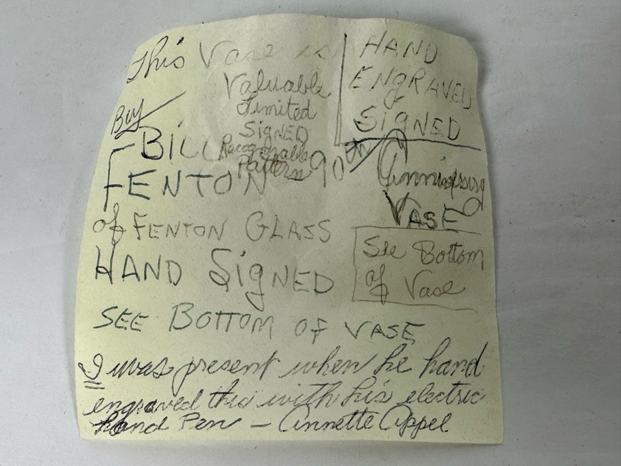 Signed Fenton Glass 90th Anniversary Pitcher Handpainted Poppy Spiral Optic With Celeste Blue Ring And Handle From The Museum Collection Signed Underneath Signed By Bill Fenton 8.5H [Photo 4]