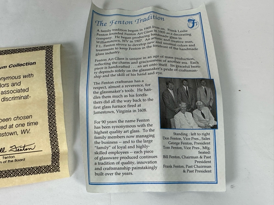 Signed Fenton Glass 90th Anniversary Pitcher Handpainted Poppy Spiral Optic With Celeste Blue Ring And Handle From The Museum Collection Signed Underneath Signed By Bill Fenton 8.5H [Photo 16]