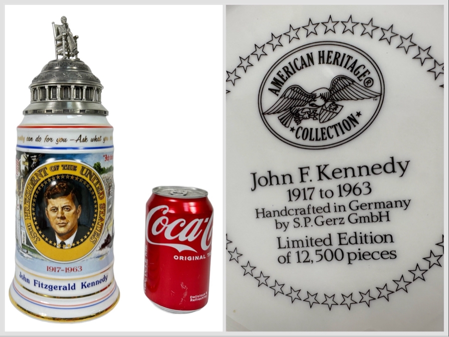 Limited Edition John F. Kennedy Beer Stein Handcrafted In Germany By S.P. Gerz Limited To 12,500 American Heritage Collection 12H [Photo 1]