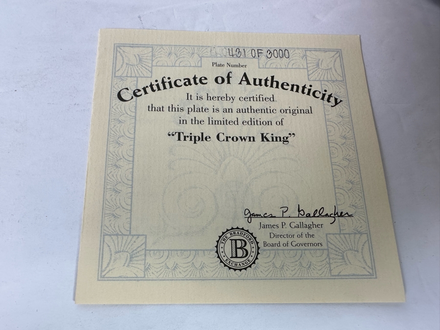 Limited Edition Mickey Mantle: All-American Legend Triple Crown King 3D Plate Numbered 431 Of 3,000 By The Bradford Exchange 1997 7H [Photo 10]