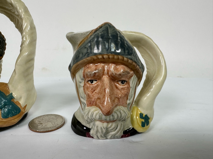 Pair Of Signed Royal Doulton Don Quixote Character Jugs: Small Jug D6460 / Mini Jug D6511 Both Signed By Michael Doulton [Photo 6]