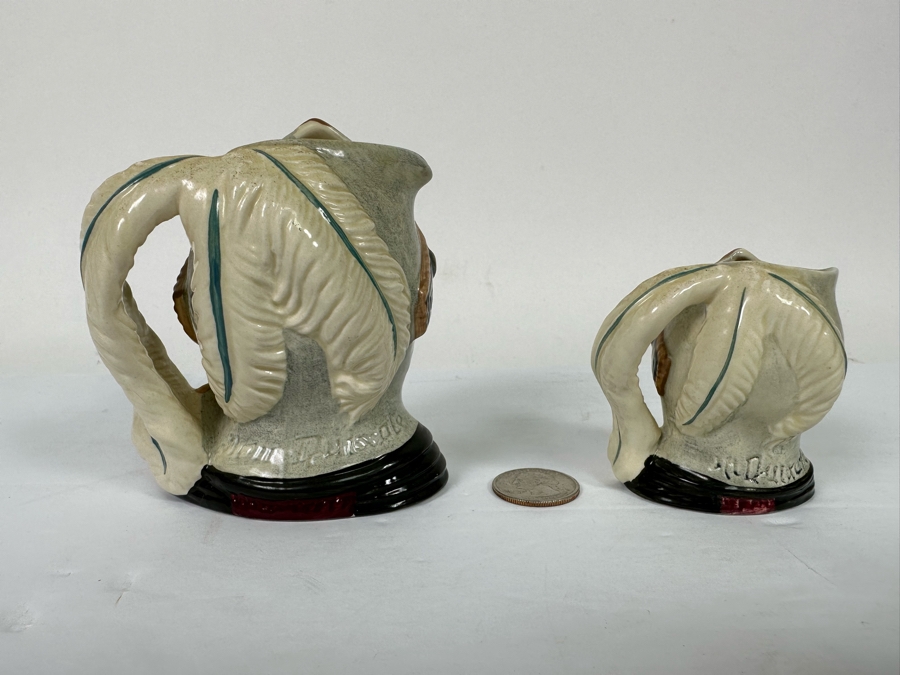 Pair Of Signed Royal Doulton Don Quixote Character Jugs: Small Jug D6460 / Mini Jug D6511 Both Signed By Michael Doulton [Photo 8]