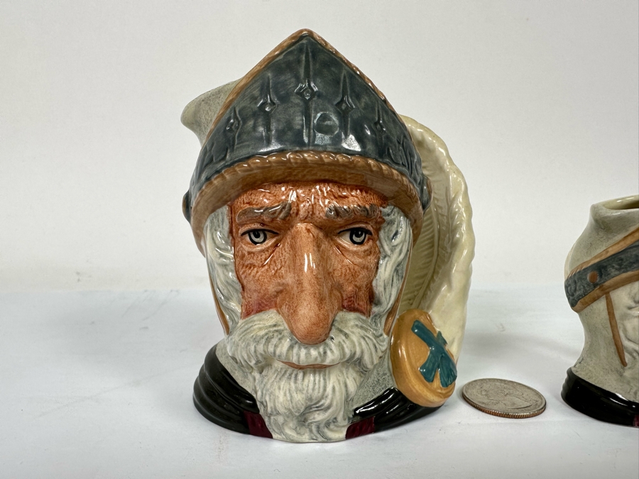 Pair Of Signed Royal Doulton Don Quixote Character Jugs: Small Jug D6460 / Mini Jug D6511 Both Signed By Michael Doulton [Photo 5]