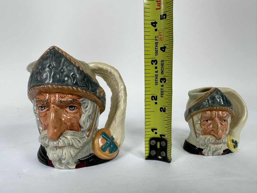 Pair Of Signed Royal Doulton Don Quixote Character Jugs: Small Jug D6460 / Mini Jug D6511 Both Signed By Michael Doulton [Photo 14]