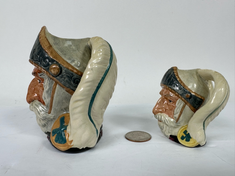 Pair Of Signed Royal Doulton Don Quixote Character Jugs: Small Jug D6460 / Mini Jug D6511 Both Signed By Michael Doulton [Photo 7]