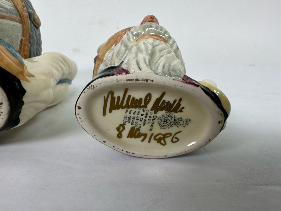 Pair Of Signed Royal Doulton Don Quixote Character Jugs: Small Jug D6460 / Mini Jug D6511 Both Signed By Michael Doulton [Photo 13]