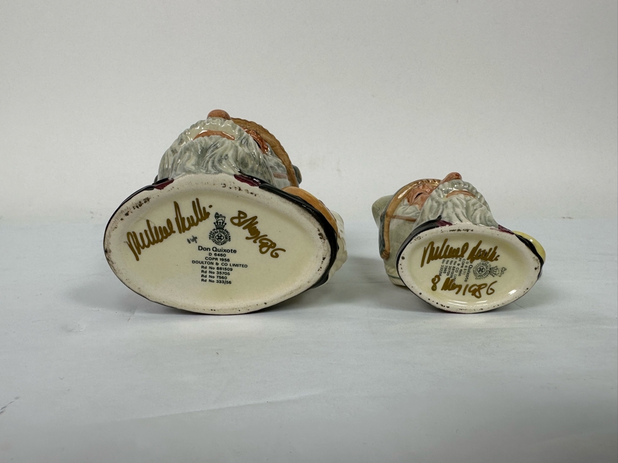 Pair Of Signed Royal Doulton Don Quixote Character Jugs: Small Jug D6460 / Mini Jug D6511 Both Signed By Michael Doulton [Photo 11]
