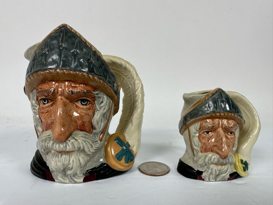 Pair Of Signed Royal Doulton Don Quixote Character Jugs: Small Jug D6460 / Mini Jug D6511 Both Signed By Michael Doulton [Photo 3]