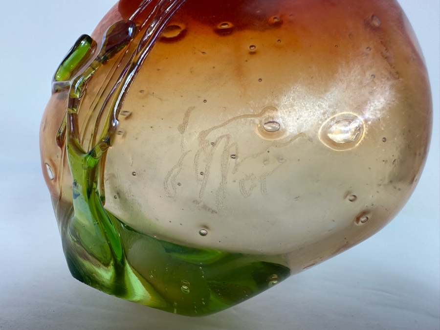 Beautiful Signed Art Glass Vase From Laguna Beach Artist Loren Chapin 4.5H [Photo 5]