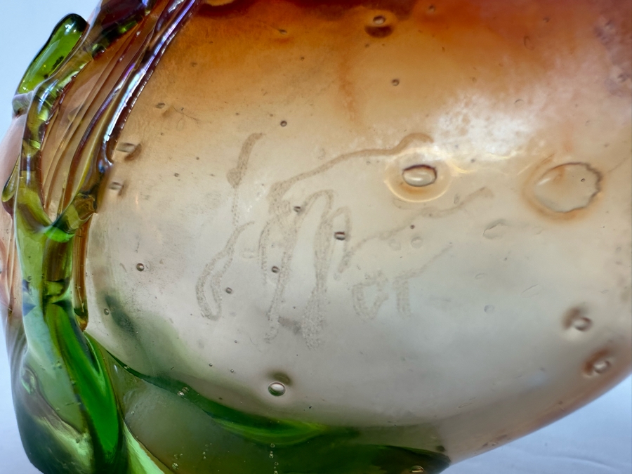 Beautiful Signed Art Glass Vase From Laguna Beach Artist Loren Chapin 4.5H [Photo 6]