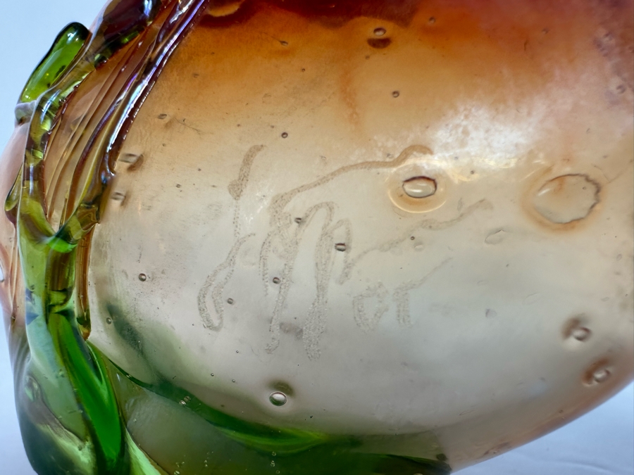 Beautiful Signed Art Glass Vase From Laguna Beach Artist Loren Chapin 4.5H [Photo 7]