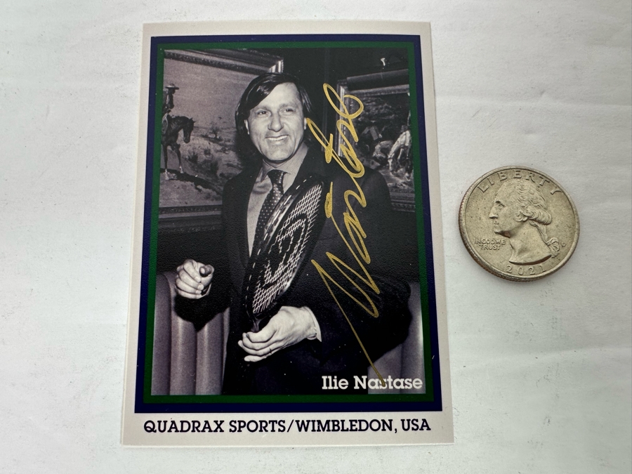 Ilie Nastase Signed Photo Card Quadrax Sports / Wimbledon Former World No. 1 Romanian Tennis Player [Photo 5]