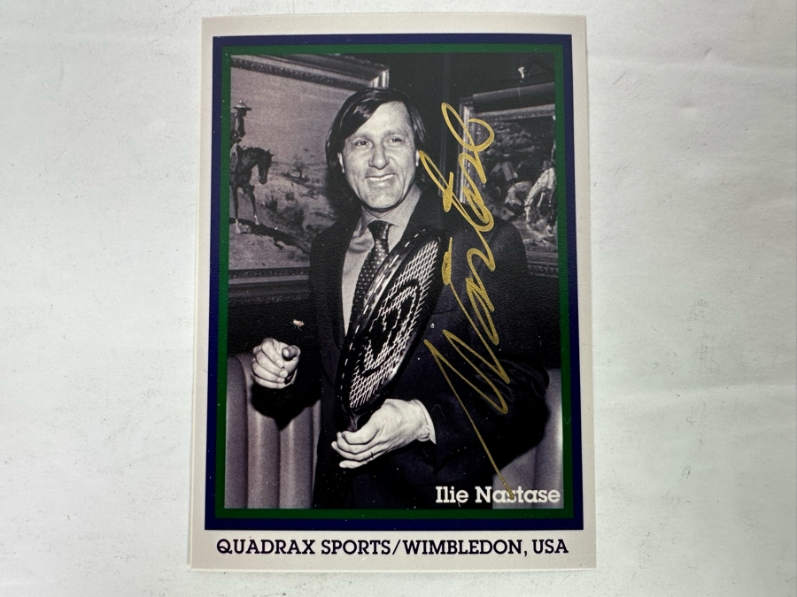 Ilie Nastase Signed Photo Card Quadrax Sports / Wimbledon Former World No. 1 Romanian Tennis Player [Photo 2]