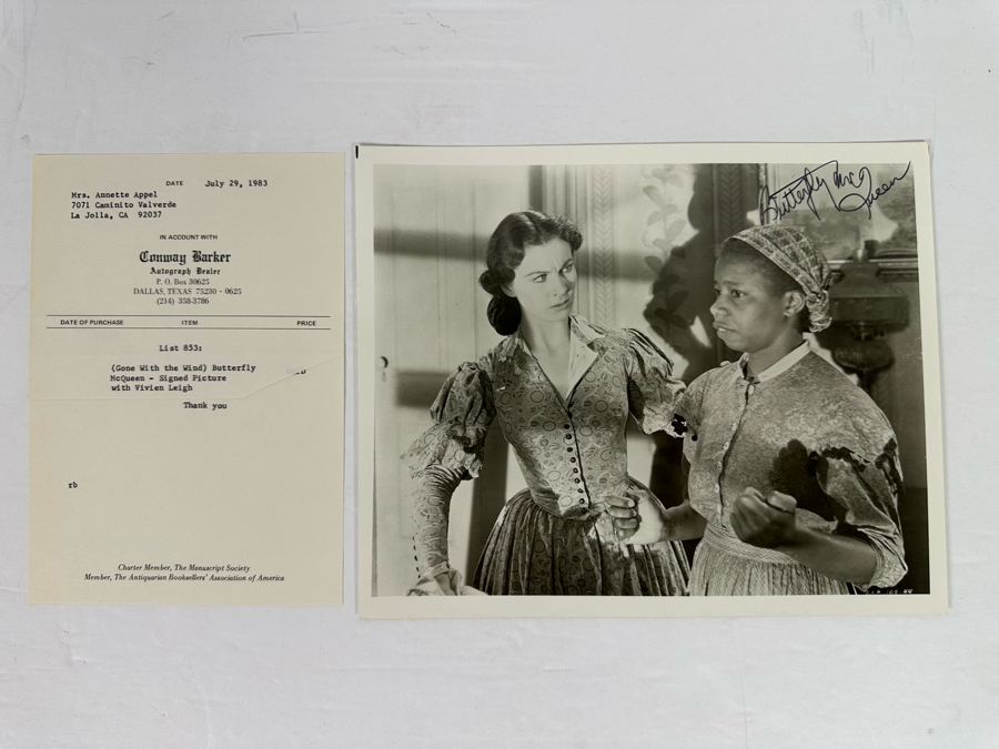 Gone With The Wind Butterfly McQueen Autographed Photograph With Vivien Leigh (Signed By Butterfly McQueen)  [Photo 2]