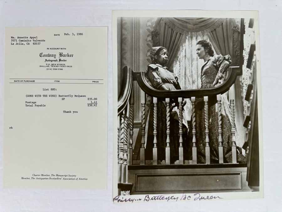 Gone With The Wind Butterfly McQueen Autographed Photograph With Vivien Leigh (Signed By Butterfly McQueen)  [Photo 2]