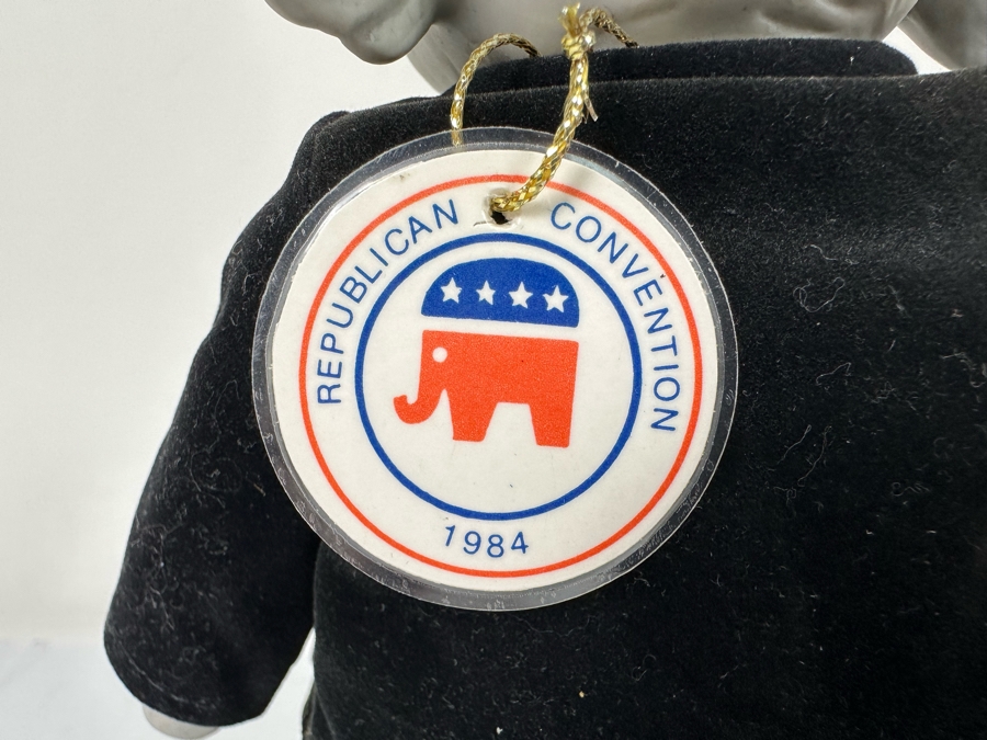 Vintage 1984 Republican Convention Porcelain Elephant Mascot Doll With Stand And Original Tags 9.5H [Photo 8]